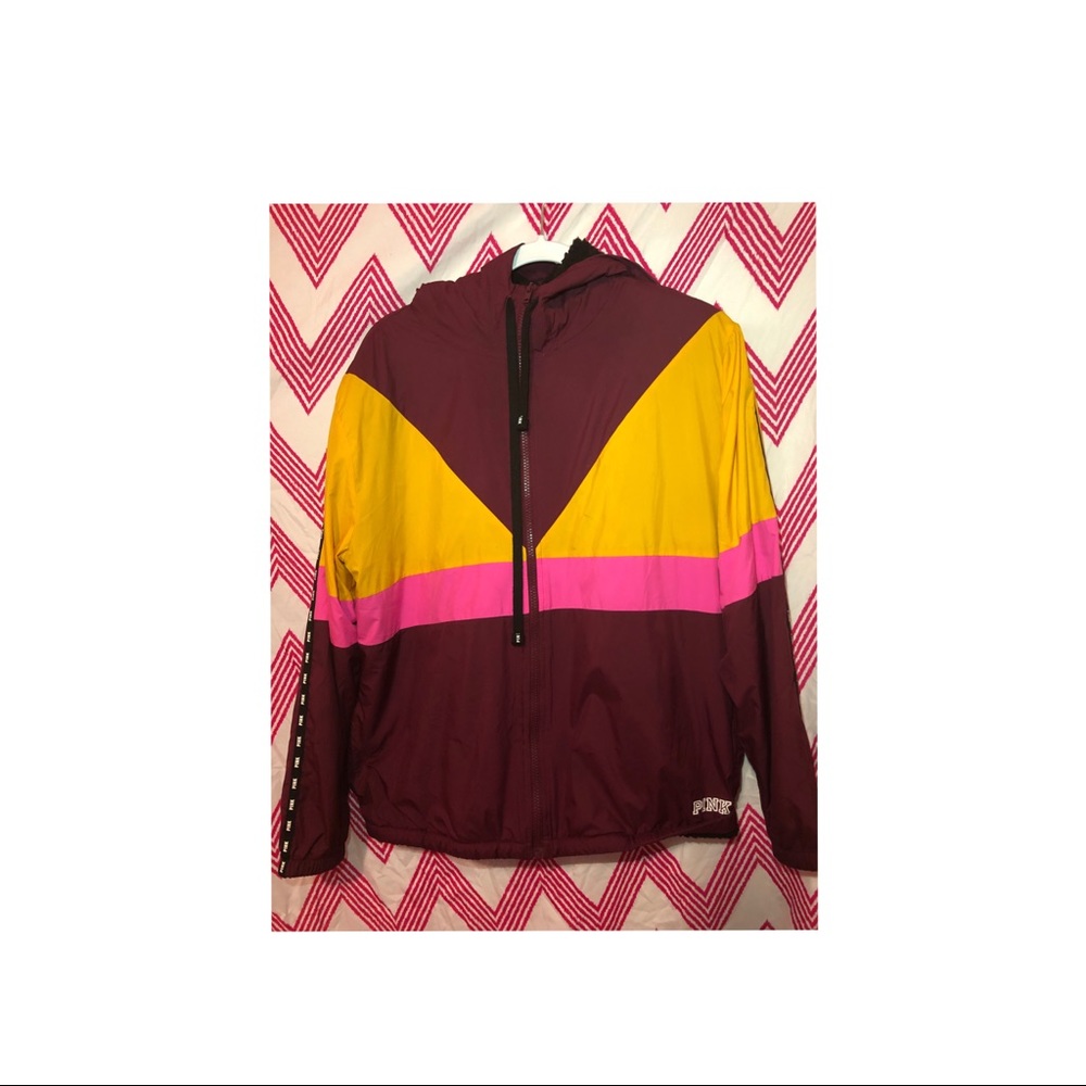 Burgundy pink and yellow pink jacket